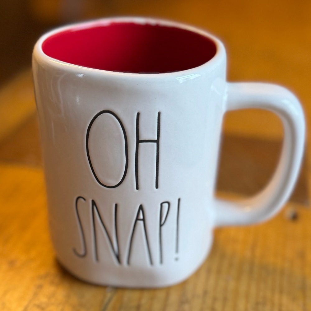 Rae Dunn White Mug with Red Interior - Oh Snap!